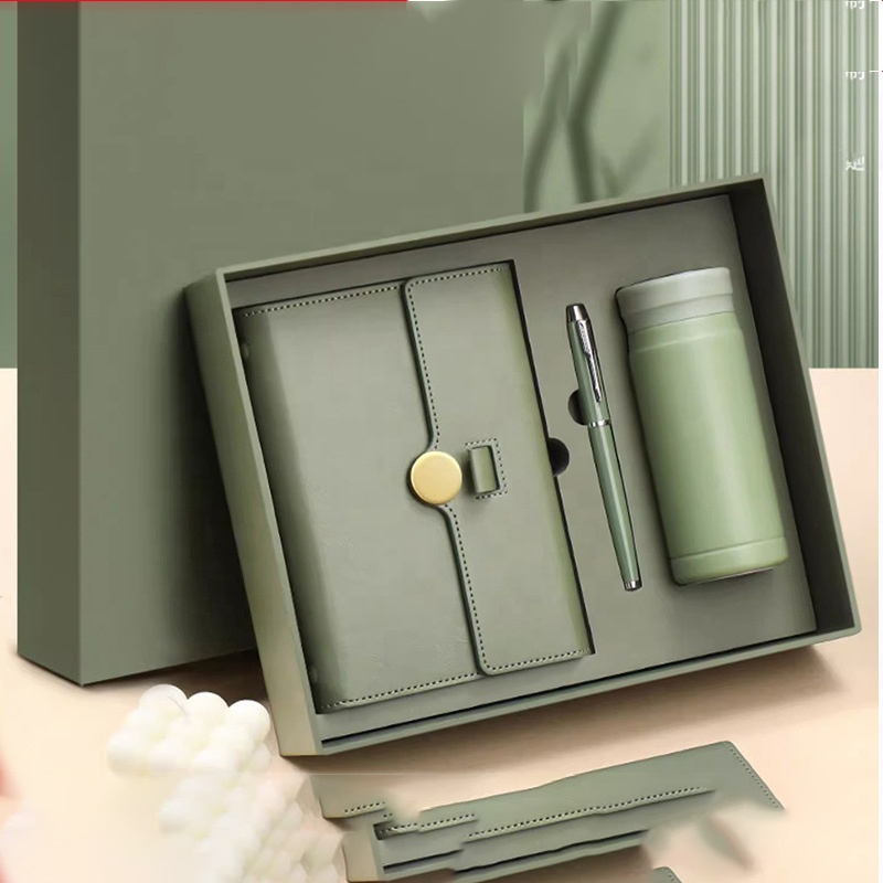 Custom Business Souvenir A5 Loose-leaf Pu Notebook with Pen Bottle Personalized Promotional Corporate Giveaways Journal Gift Set