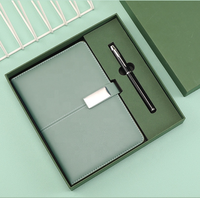 Custom Luxury Exquisite Promotional Gift Sets A5 Notebook and Pen with Silk Screen Printed Logo for Business Use