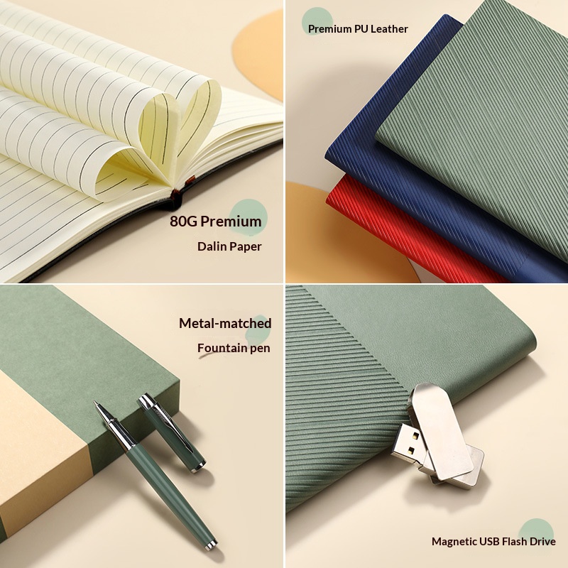 Promotional Executive Personalized Exquisite Gift A5 Softcover Notebooks with Pen Usb Stationary Business Corporate Gift Box Set 2