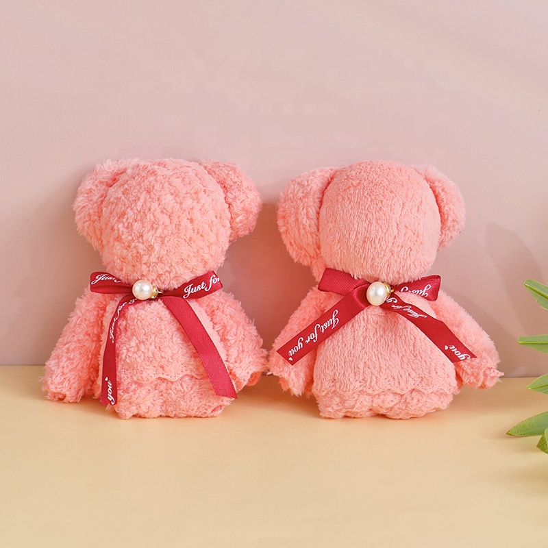 Wholesale High Quality Disposable Printed Wedding Guest Anniversary Gift Cute Rabbit Bear Shaped Coral Velvet Bath Sheets 3