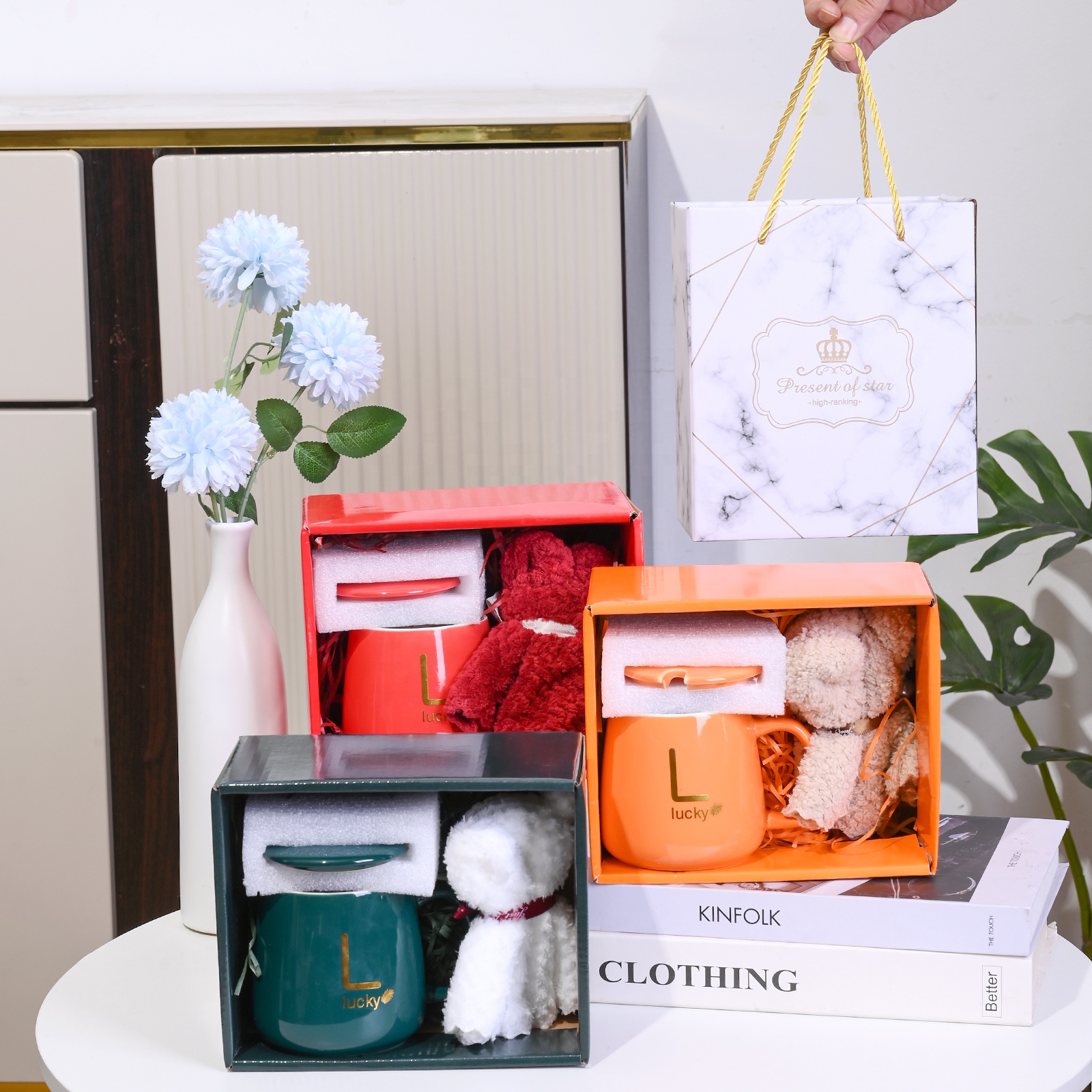Promotional for Ceramic Bridesmaid Gift Box Set Valentines Wedding Gifts for Guests Souvenirs Coffee Mug Cup Birthday Gift Set 3