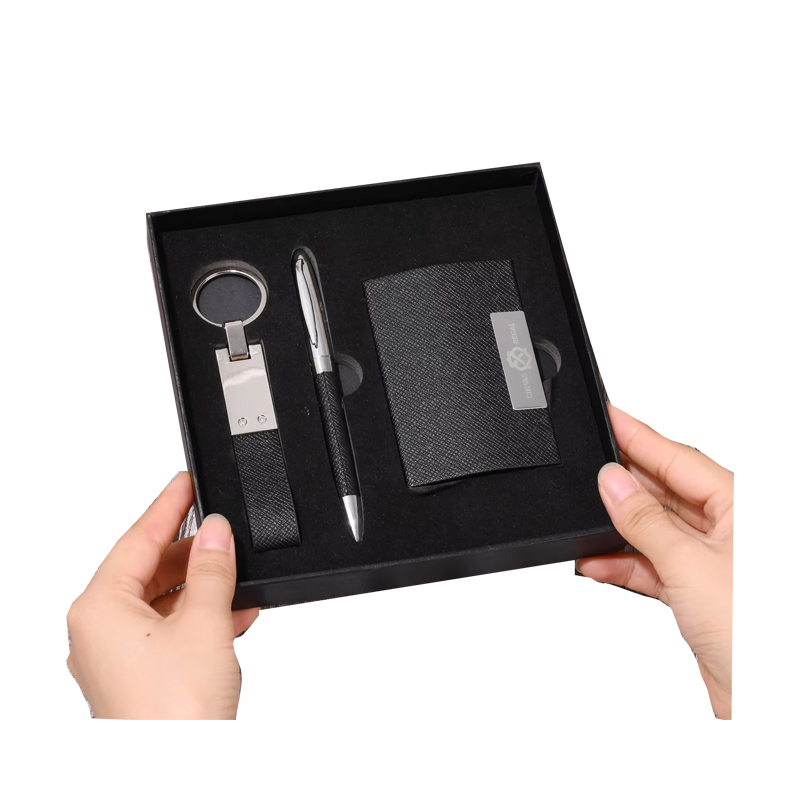 Luxury Custom logo Corporate Conference Souvenir Gift Items Promotional Key Ring Card Holder Combo Set Business Gift Set for Men