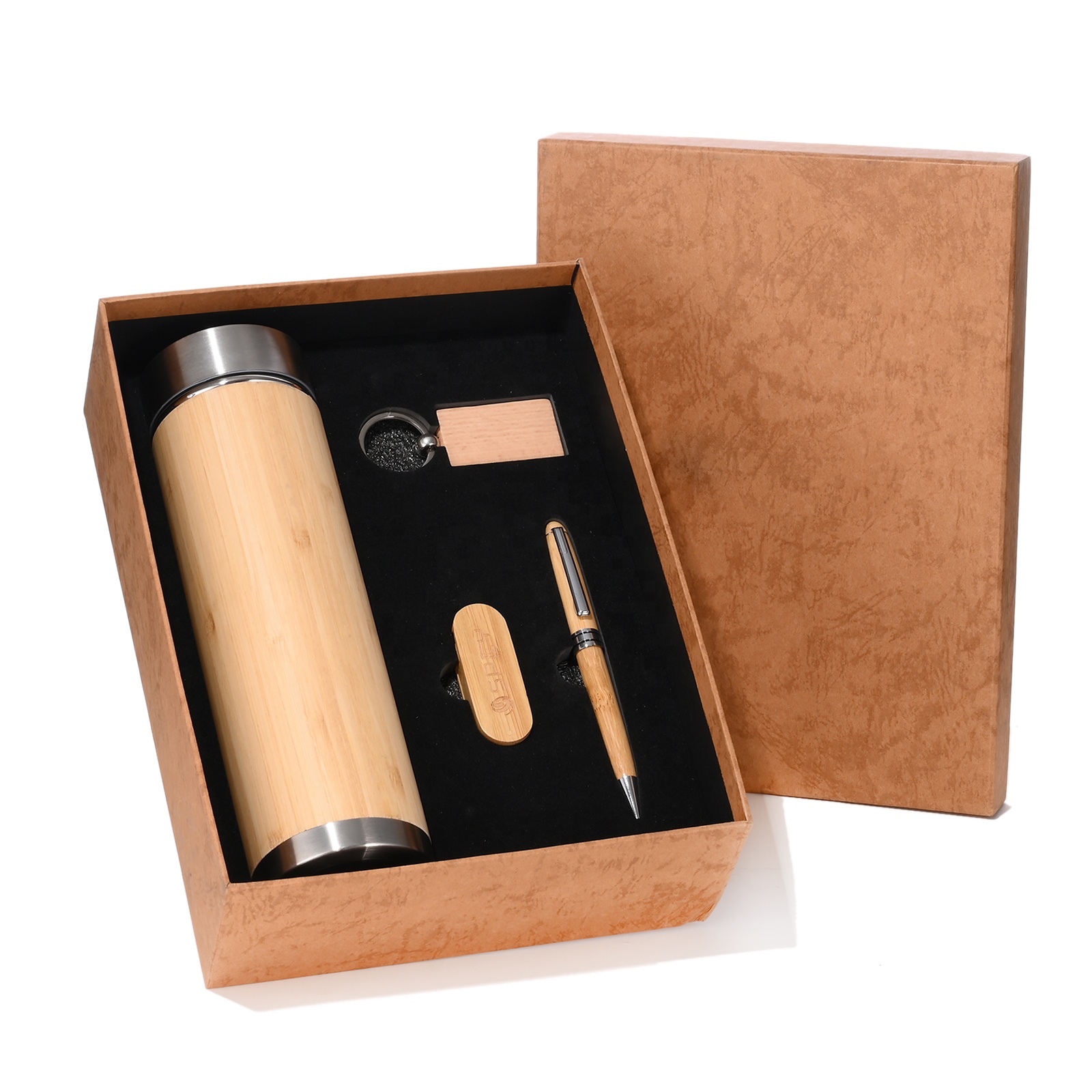 Custom Logo Business Wood Notebook Gift Box Set 2023 New Business Bamboo Gift Set 4 in 1 Promotional Item Corporate Meeting Sets