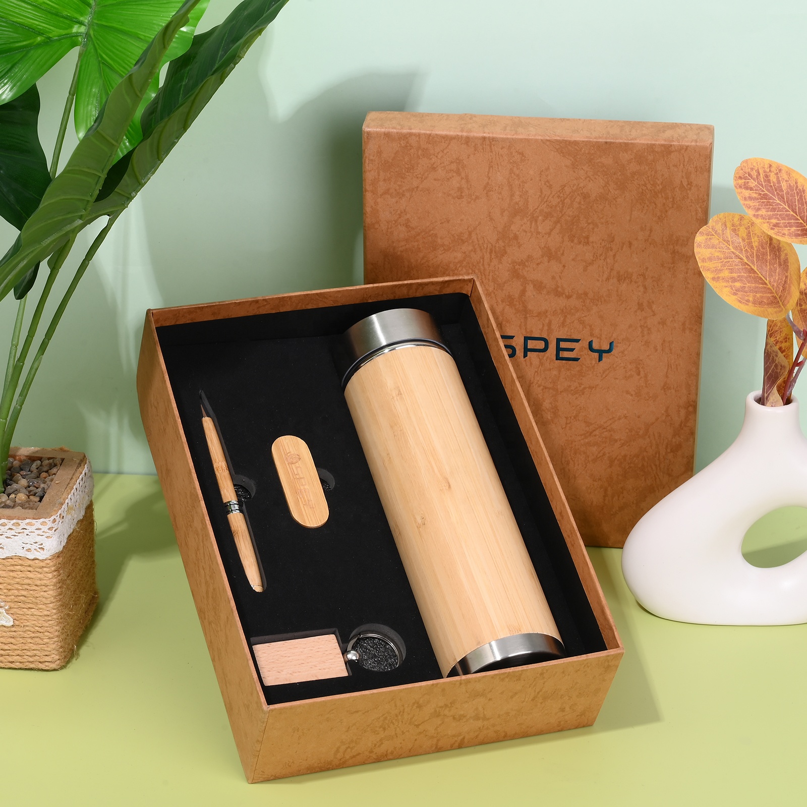 Custom Logo Business Wood Notebook Gift Box Set 2023 New Business Bamboo Gift Set 4 in 1 Promotional Item Corporate Meeting Sets 3