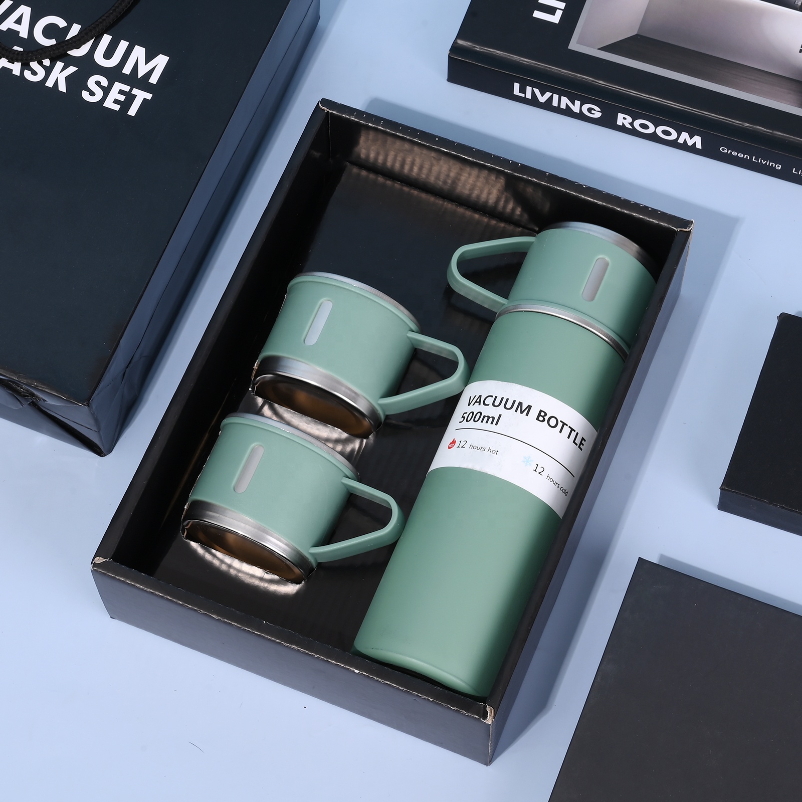 Promotional Digital Travel Business Set Thermos Bottle Corporate Items 500 Ml Stainless Steel Vacuum Insulated Flask Gift Sets