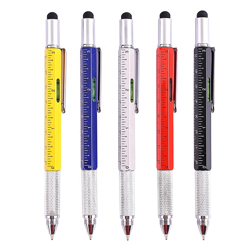 Multifunctional Metal Pen, Writing, Measuring, Level, Capacitive Touch Screen, Slotted Screwdriver, Phillips Screwdriver, Pen