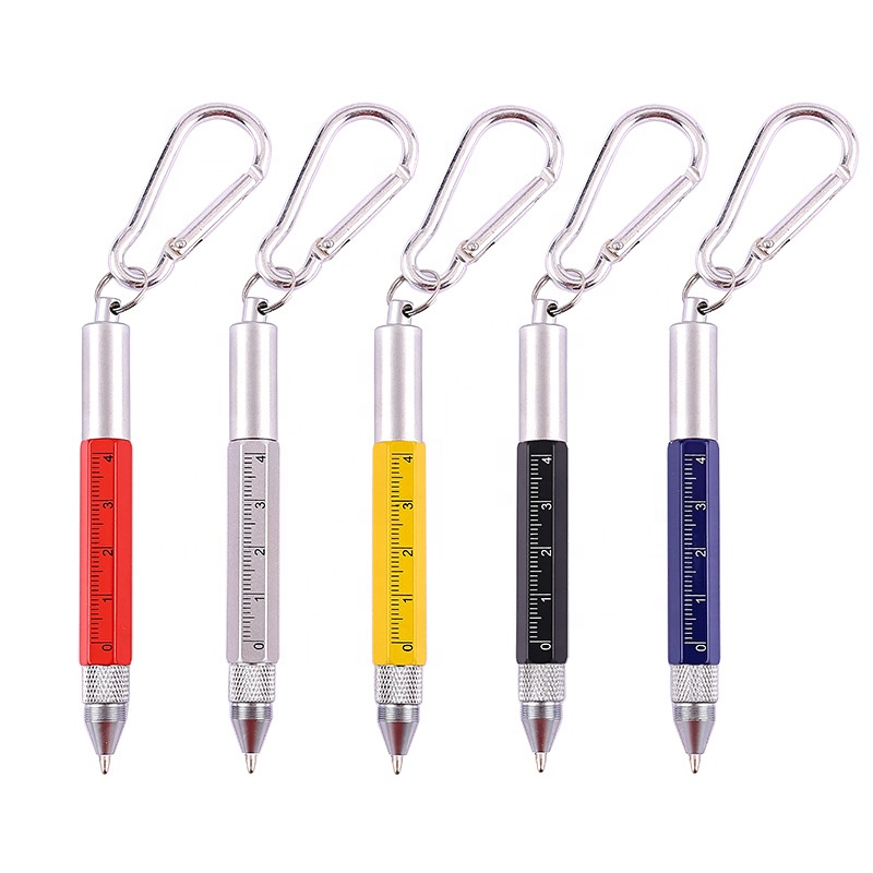 New Keychain Multifunctional Tool Pen Metal Ballpoint Pen Cross Screwdriver Ruler Tool Pen Can Be Customized