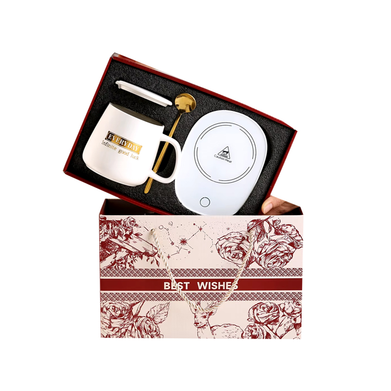 Custom Logo Smart Heating Pad Temperature Control Ceramic Heated Coffee Mug Wedding Gift Set Electric Charging Cup Warmer 2