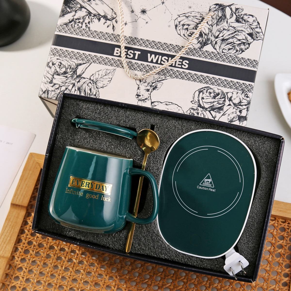 Business Mug Set Heating Pad Temperature Control Cup Smart Coffee Ceramic Mug Warmer With Custom Logo Wedding Gift for Guests