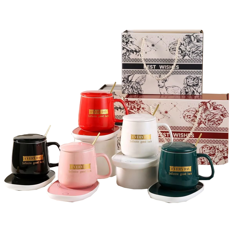 Business Mug Set Heating Pad Temperature Control Cup Smart Coffee Ceramic Mug Warmer With Custom Logo Wedding Gift for Guests 2