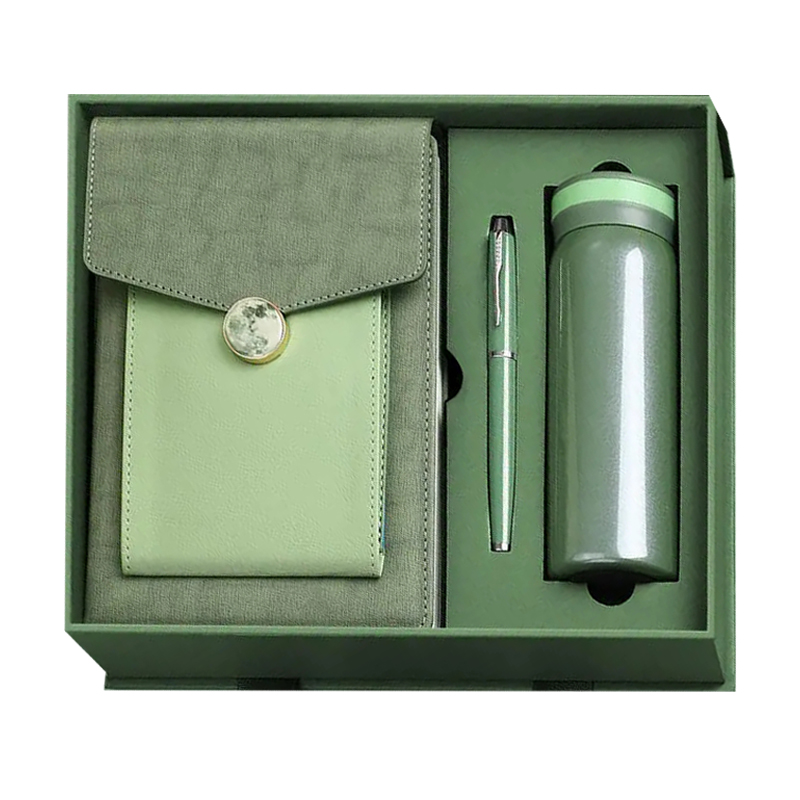 High Quality Luxury Corporate Office Gift Set Annual Business Promotion High Quality PU Cover Notebook Vacuum Flask Thermos Pen