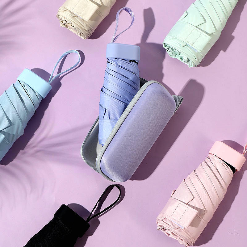 Custom Classic Manual Long Portable Convenient Mini Sun Small Pocket Capsule UV Polyester Umbrella for Women Gift
