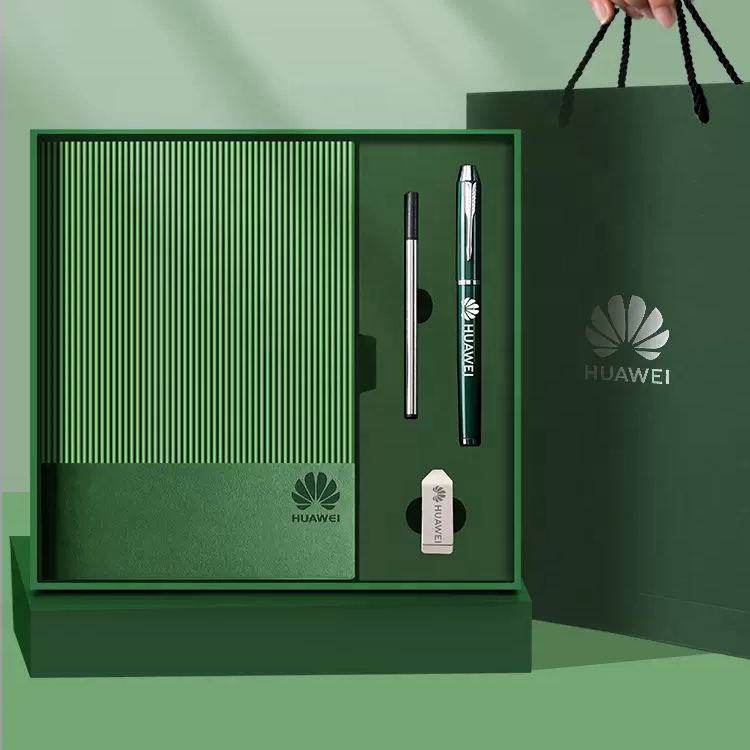 Promotional Custom A5 Pu Notebook with Pen Flash Drive Giveaway Souvenirs Personalized Employee Corporate Business Gif Set
