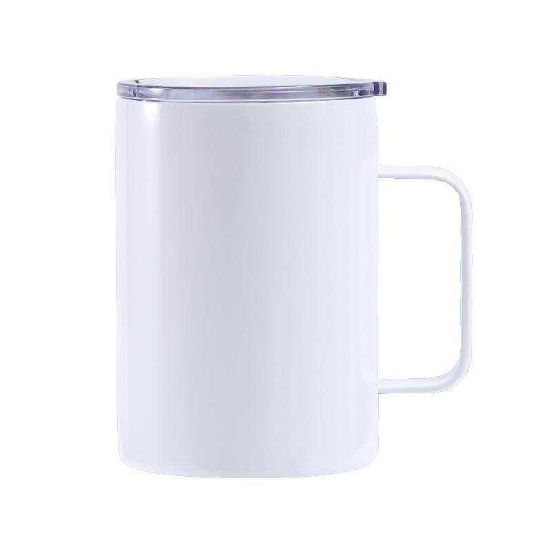 White 10oz 12oz Sublimation Blanks Double Walled Stainless Steel Sublimation Coffee Mugs with Handle for Heat Press Printing