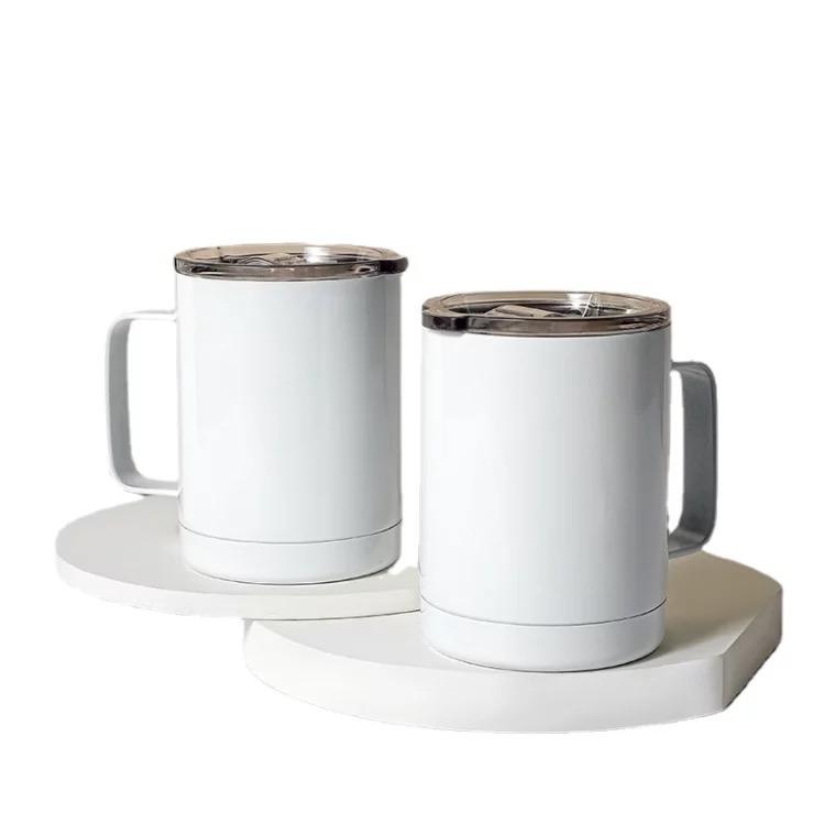 White 10oz 12oz Sublimation Blanks Double Walled Stainless Steel Sublimation Coffee Mugs with Handle for Heat Press Printing 3