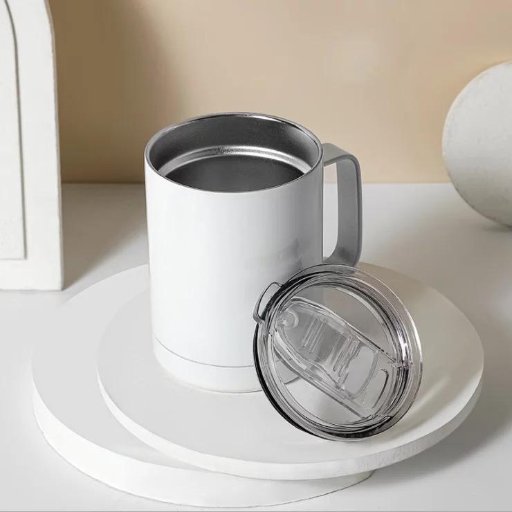 White 10oz 12oz Sublimation Blanks Double Walled Stainless Steel Sublimation Coffee Mugs with Handle for Heat Press Printing 2