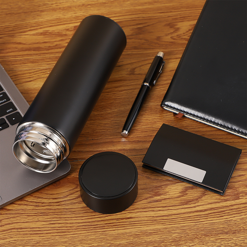 Luxury High-Value Business Office Stationery Set Softcover Notebook Pen Thermos Cup & Flash Drive Custom Gift Box 3