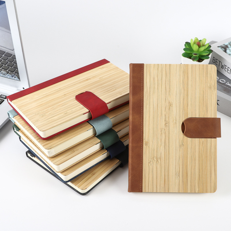 Promotional Custom Wooden Cover Notebook Hardcover Wholesale Good Quality Bamboo Business Cover Journal Notebook Gifts