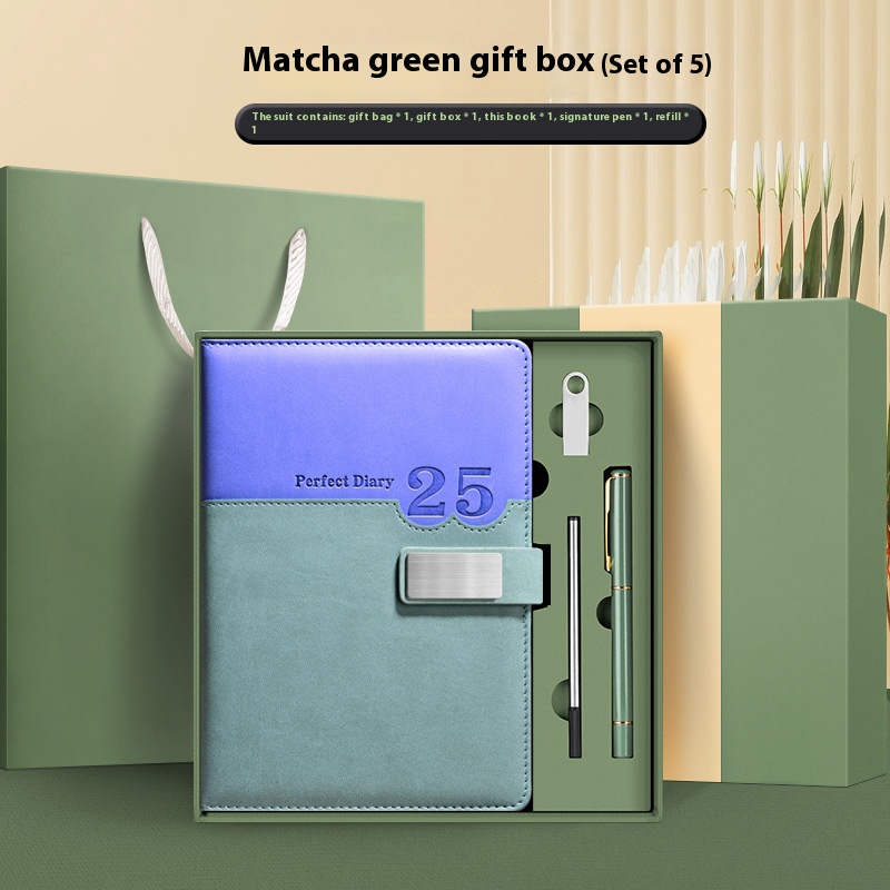 Customizable Luxury Notebook Gift Set with Pen USB Flash Drive Stationery-Silk Screen Printed Corporate Promotion Business Gift