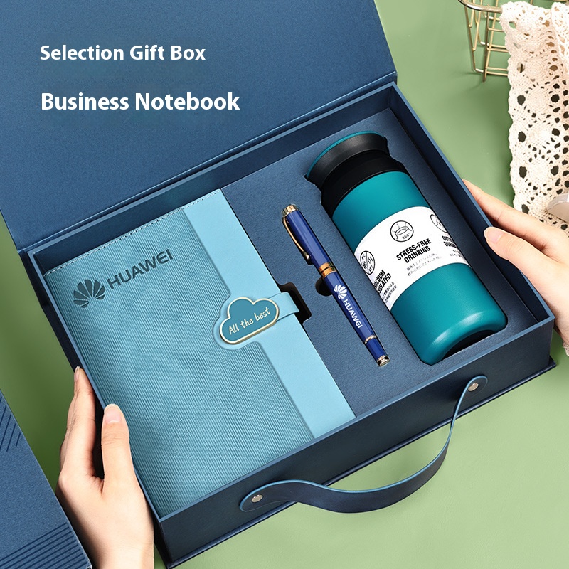 Wholesale Customized Logo Personalised Bottle and Notebook with Pen Corporate Souvenir Office Promotion for Business Gift Set 3