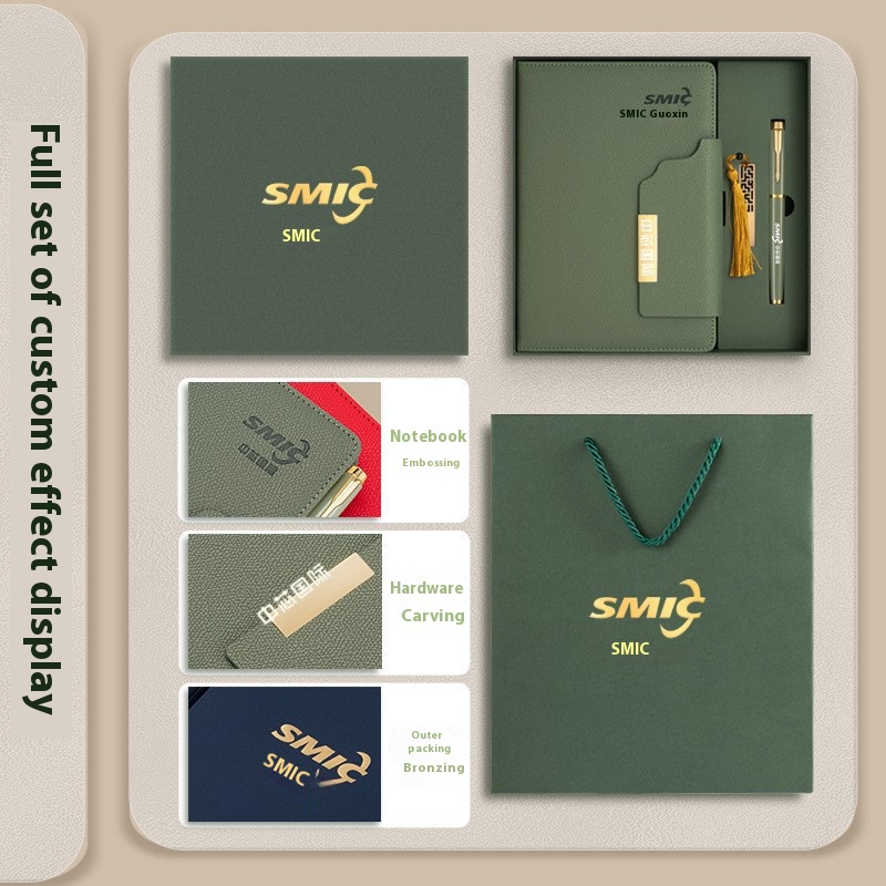 Custom Luxury Promotional Gift Set A5 Planner Notebook Pen Bottle Umbrella Corporate Business Gift Box Set PU Leather Paper Silk 3