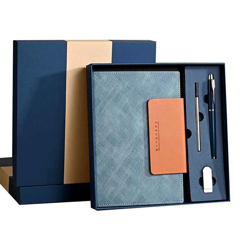 Promotional Custom Logo Diary Planner Luxury Pu Leather Journal Planner Hardcover Souvenir Office Notebook With Pen Gift Set