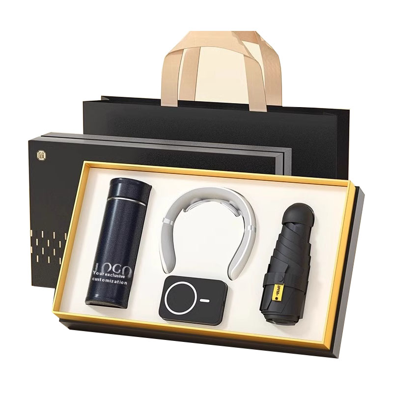 Custom Promotional Corporate Gift Set with Stainless Steel & Paper Bottle Umbrella Silk Screen Printing for Business Advertising
