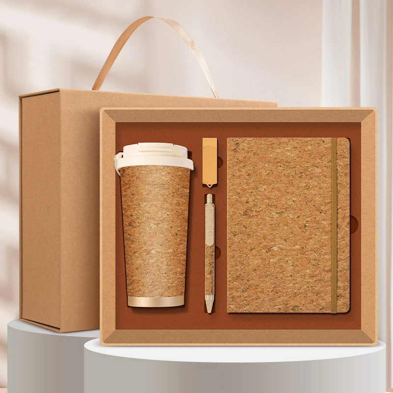 Customized logo Luxury Coffee Cup Notebook and Pen USB Flash Drive 4-in-1 Environmentally Friendly Material Business Gift Set