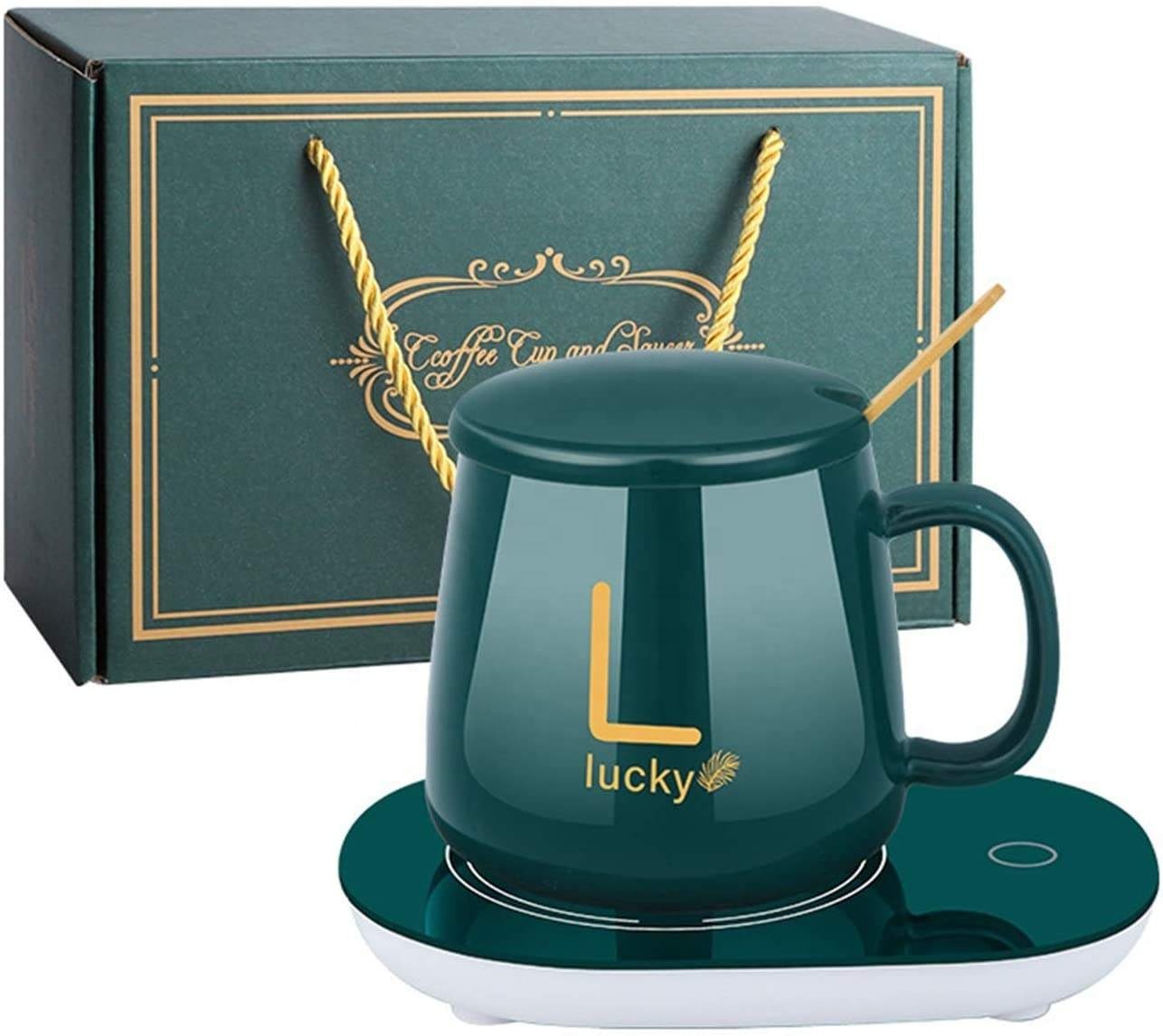 Christmas Gift 55 Degrees Temperature Control Smart Mug Electric Heating Thermal Mug Ceramic Warmer Cup