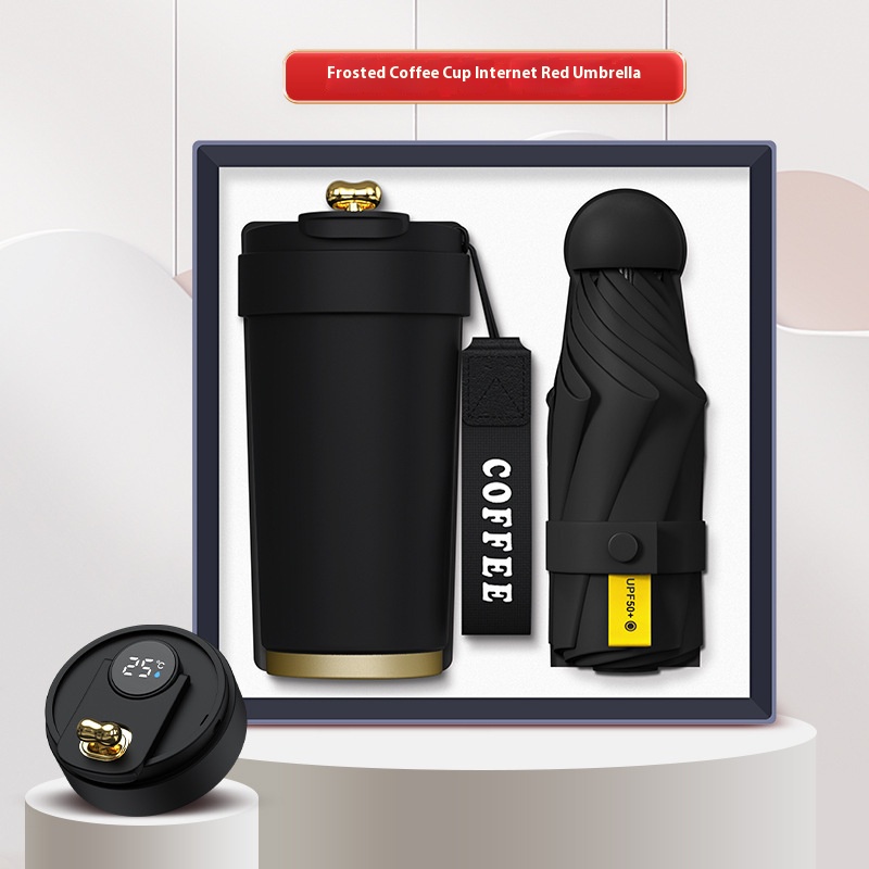2025 Promotional Umbrella Coffee Mug Gift Set Thermos Bottle Vacuum Cup Business Luxury Custom Logo Umbrella 2in1 Gift Sets
