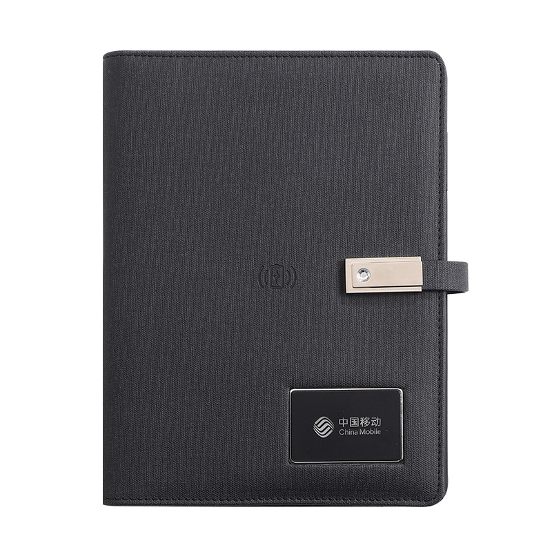 Custom LOGO Multifunctional Pu Leather Diary Planner Wireless Power Bank Notebook Notepad With Charging 3