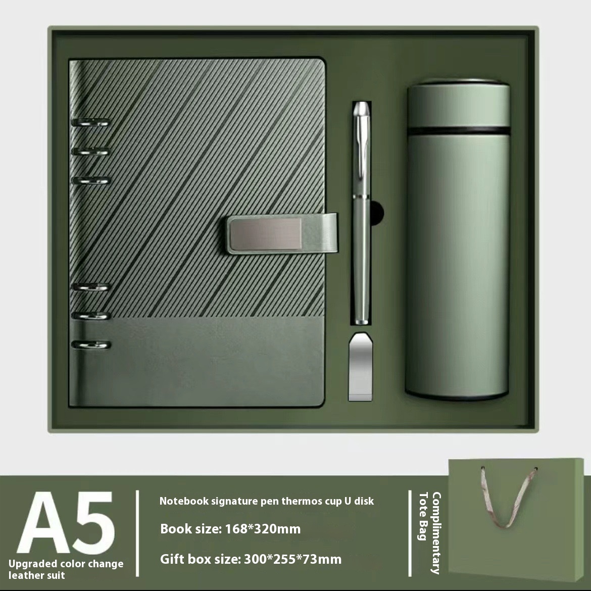 Besery 2025 Promotional Custom Logo Luxury Binder Notebook A5 With Pen With Water Bottle and Usb Business Corporate Gift Box Set