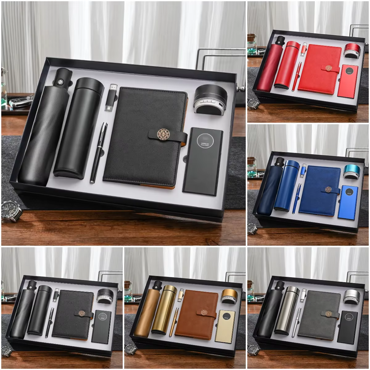 Promotional High Quality Notebook with Pen Ceremony Corporate Promotional Bank Insurance 7 in 1 Gift Sets Luxury for Employee 2
