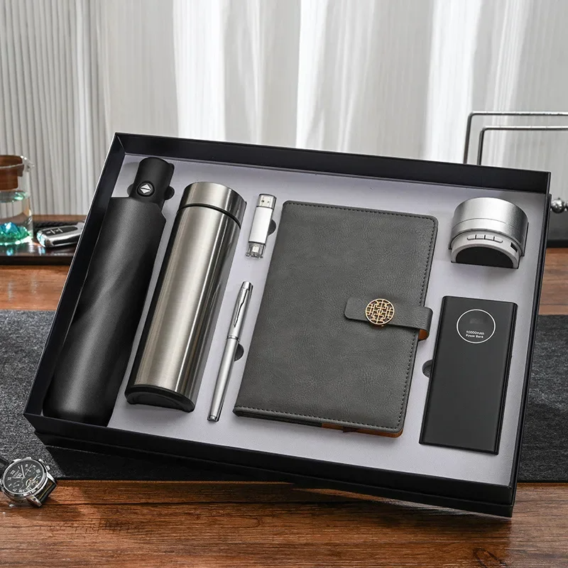Promotional High Quality Notebook with Pen Ceremony Corporate Promotional Bank Insurance 7 in 1 Gift Sets Luxury for Employee