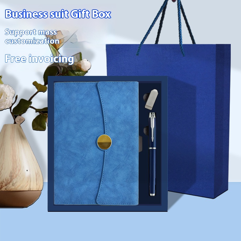 Luxury Hardcover Meeting Custom Logo Notebooks Agenda Leather Notebook Pen Sets Corporate Souvenir Gifts with Gift Box