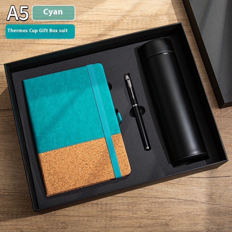 Promo Wholesale Business Luxury Customizable Silk Screen Printed PU Leather A5 Notebook Gift Set with Pen Thermal Mug and USB 3