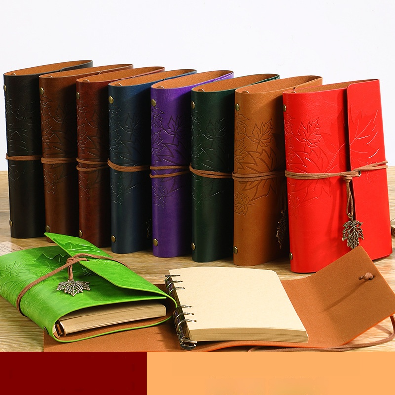 Besery Wholesale Promotion Maple Leaf Pattern Luxury Business Gift Loose Leaf PU Leather Notebook Creative Corporate Silk Screen