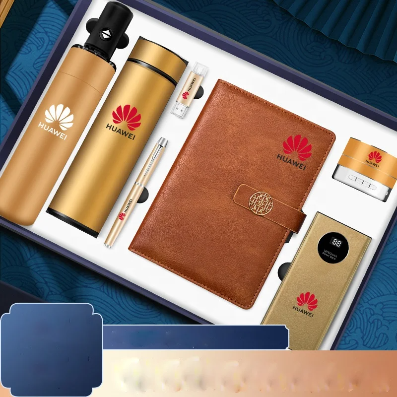 Premium Exquisite Custom Corporate Business Gift Set Thermos Umbrella Pen Speaker Wireless Power Bank (Silk Screen Printing) 3