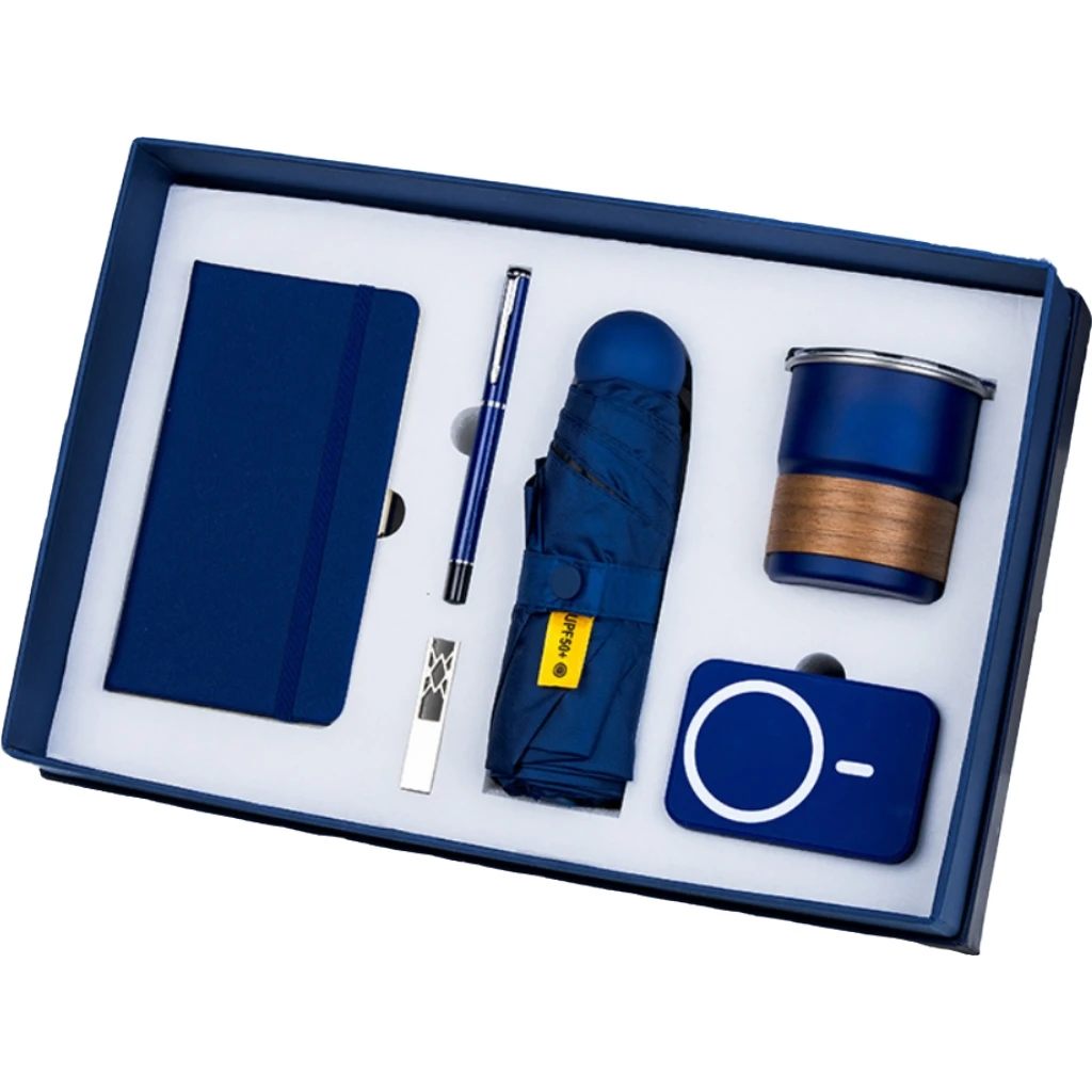 Wholesale Promotion Six Piece Gift Set A6 Notebook with Pen Business Straw Coffee Cup Corporate Magnetic Power Bank Gift Set 2