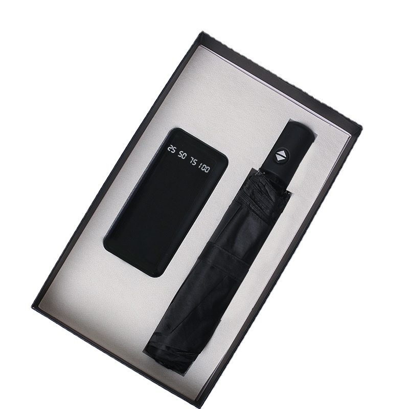 Custom logo Gift Corporate Souvenir  Promotional Umbrella Sets Business  Vip Client Umbrella and Power Bank Gift Set