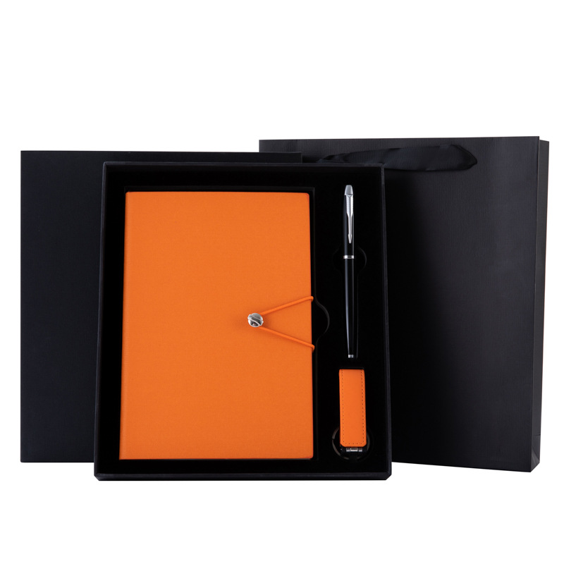 Besery Wholesale Customized Business Conference Anniversary Celebration A5 PU Leather Notebook Pen USB Drive Silk Gift Set