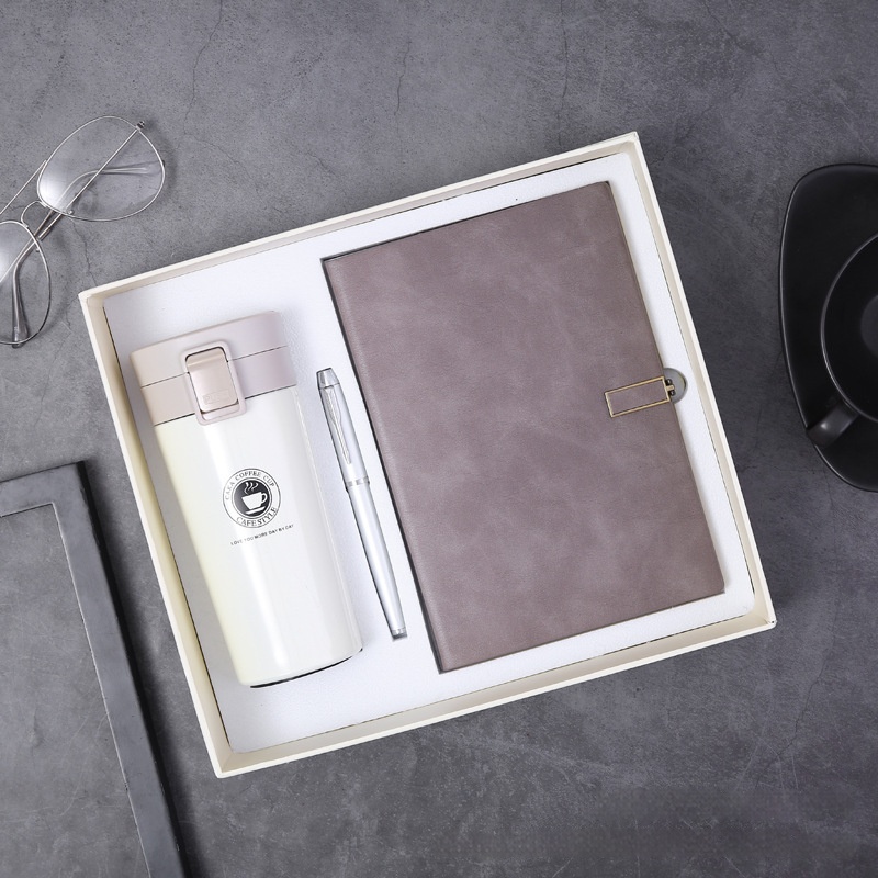 Luxury Coffee Mug Notebook with Pen Set Thermos Bottle Promotion Gift Box Business Gift Custom Logo Meeting Corporate Gift Set