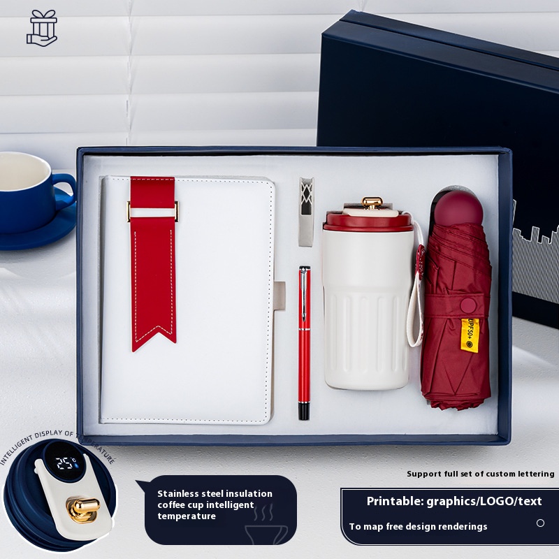 Besery Wholesale Promotion Business Gift Customization Five Piece Set Luxury PU Leather Silk Screen Printed Notebook Gift Set 2