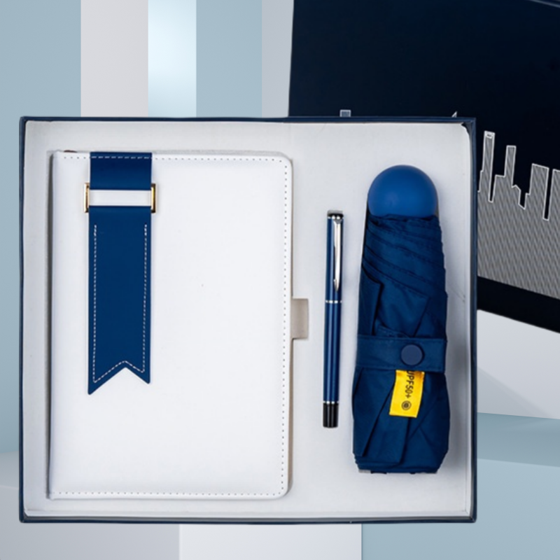 2025 Besery Wholesale Customized High Quality Promotional Umbrella A5 Notebook Pen Luxury Handmade PU Leather Business Gift Set