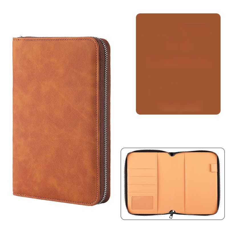 Besery Custom Promotional Gift Resume Portfolio Folder Organizer PU Leather A5 Size Phone Holder Multifunctional Notebook Modern 3
