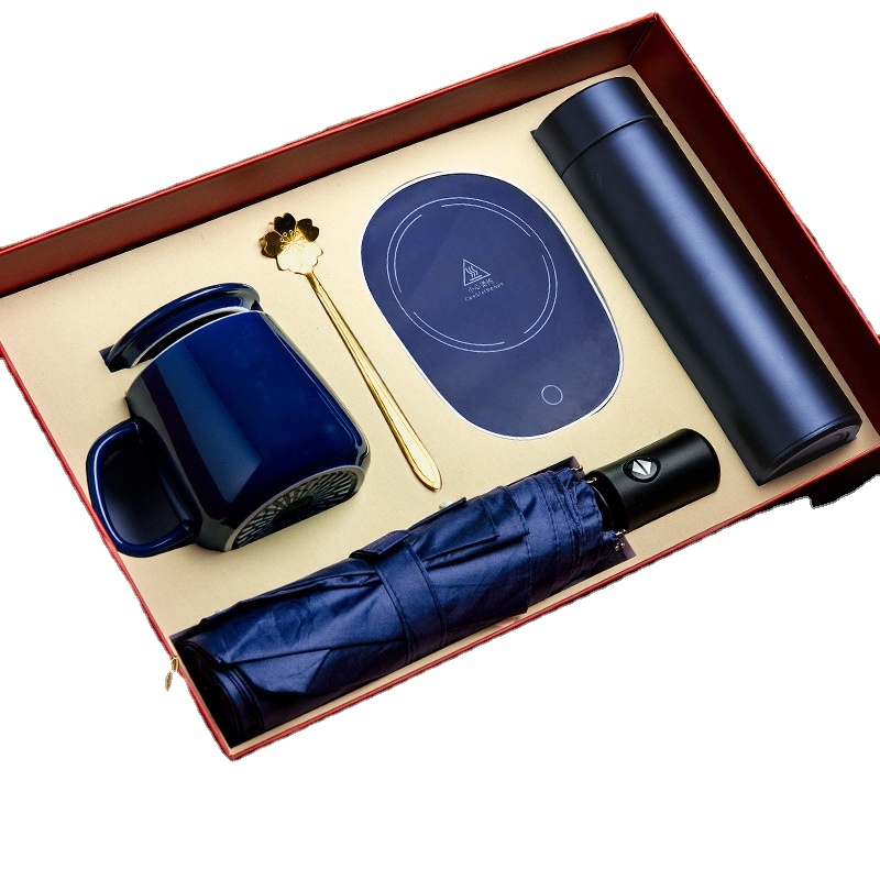 Besery Luxury 2025 Souvenir Corporate Office Personalized Custom Ceramic Cup and Umbrella and Thermos Cup Business Gift Set