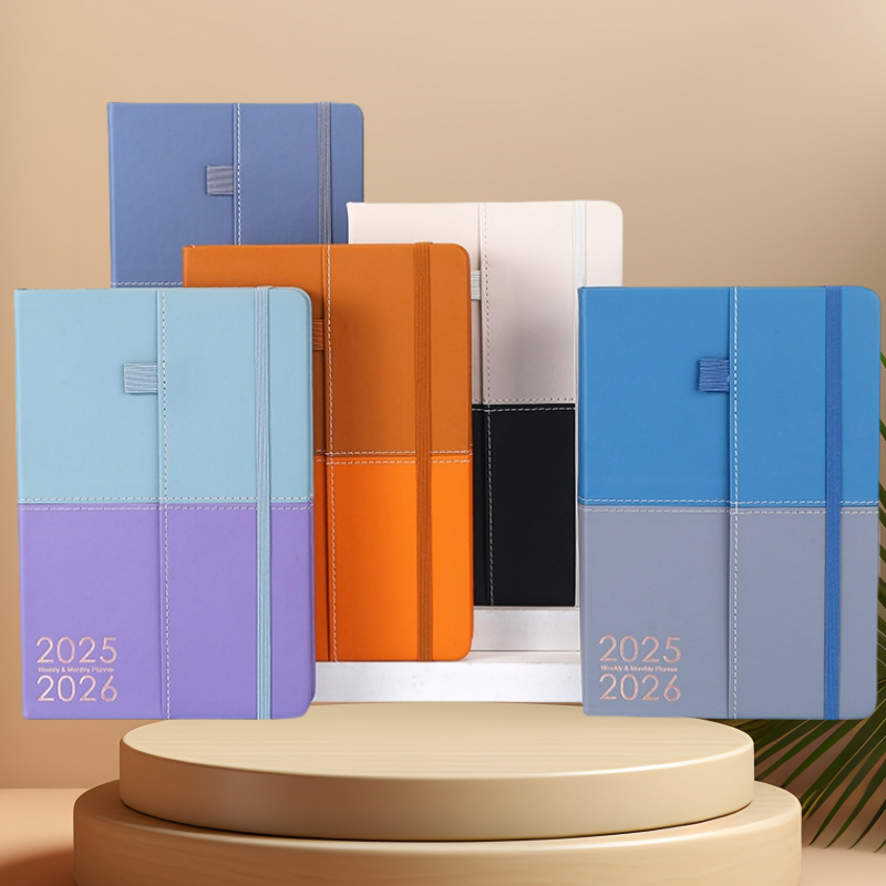 Besery Wholesale Promotion 2025-2026 New Cross Border English Schedule Book Binding Luxury PU Leather Corporate Gift Calendar