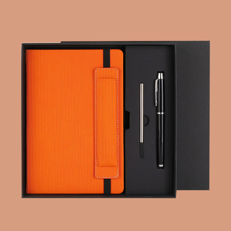 Besery Custom Logo Eco-Friendly Handmade Embossed Hardcover Promotional Corporate PU Leather Business Gift Set Notebook Box Pen