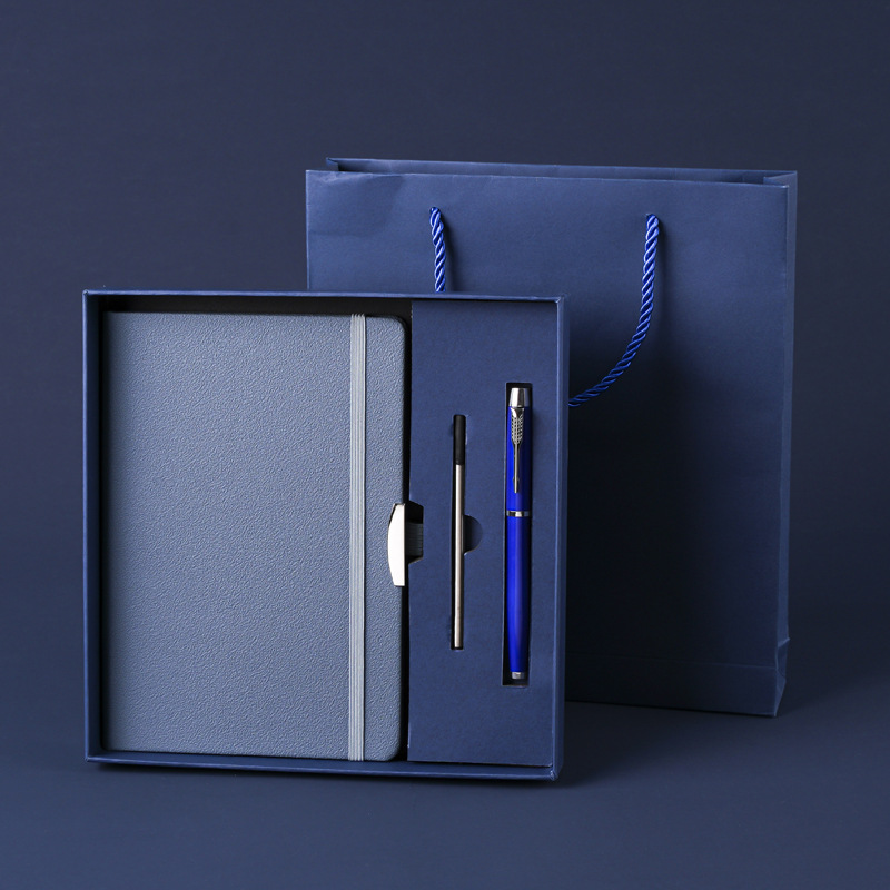 Besery Custom Logo Hardcover  PU Leather Promotional Corporate Notebook With Box and Pen Business Gift Set