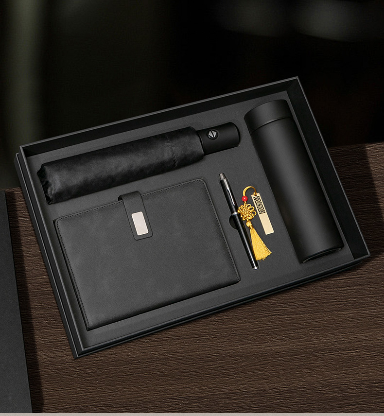 Novelty Notebook Umbrella Vacuum Flask 5 Piece Gift Box Set Corporate Conference Annual Meeting Gift Set Trending Products 2025 2
